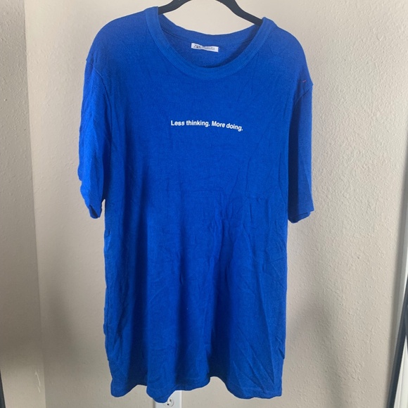 Zara‎ Less Thinking graphic  t shirt L - Picture 1 of 10